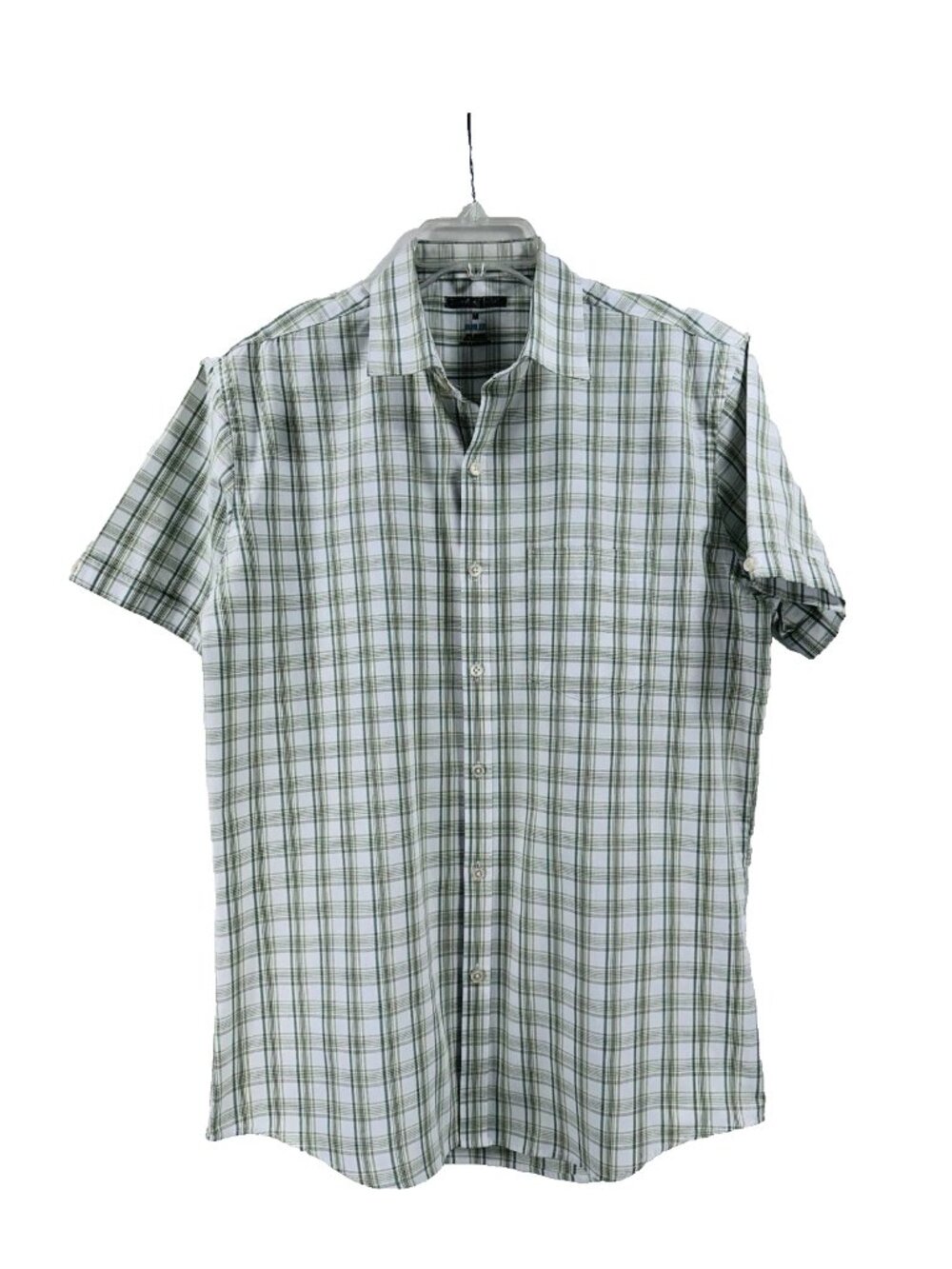 Van Heusen Men's Dress Shirt Button Down Green Rust Short Sleeves Slim Fit M